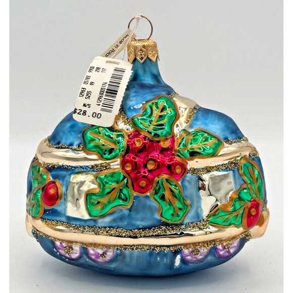 Henri Bendel Mercury Glass Ornament Poland Christmas Holly Berries Leaves HTF BL - Picture 3 of 16